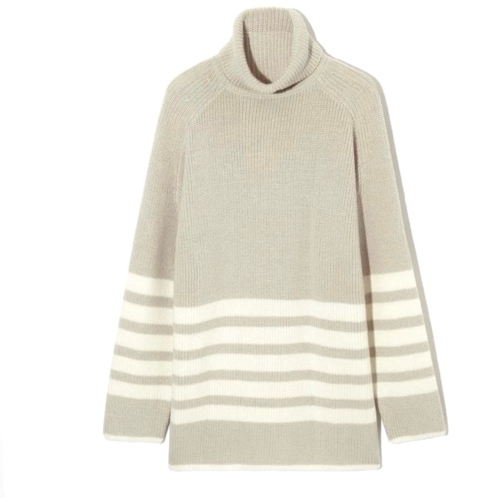 New Cos Rollneck Jumper Sweater Striped Size XS Wool Blend